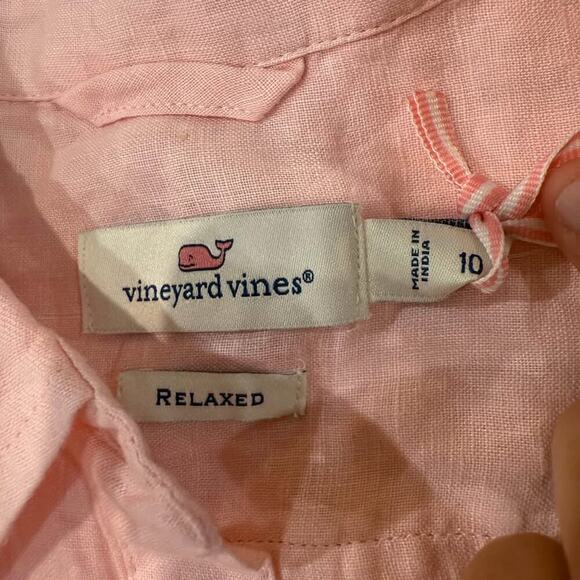 Vineyard Vines NWT Linen Relaxed Button Down Women's 10 Pink Preppy Minimalist - Picture 4 of 7